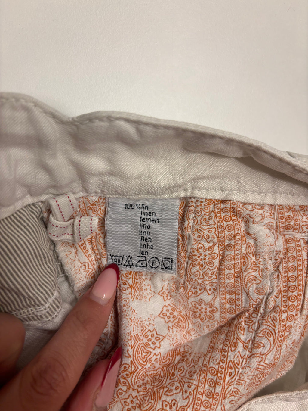 Hvit Lin Shorts