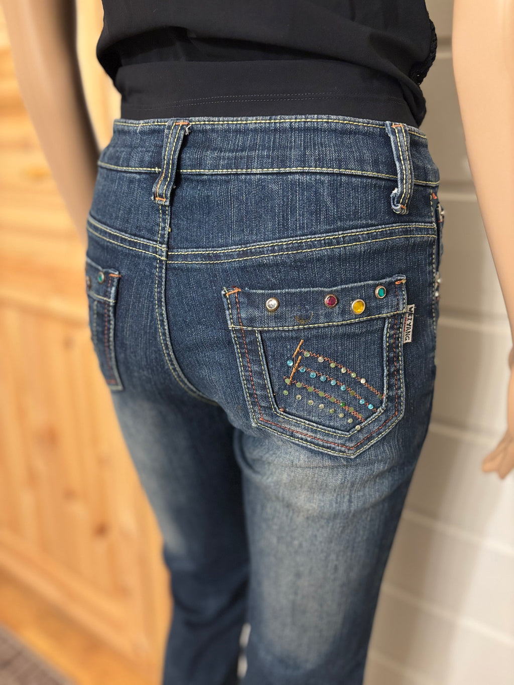 Vintage Jeans Sleng Pyntede Lommer