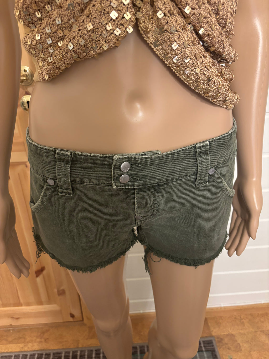 Grønn Denim Shorts