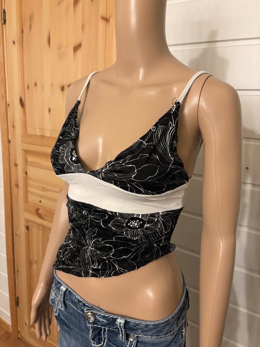 Svart Hvit Topp Glitter Detaljer