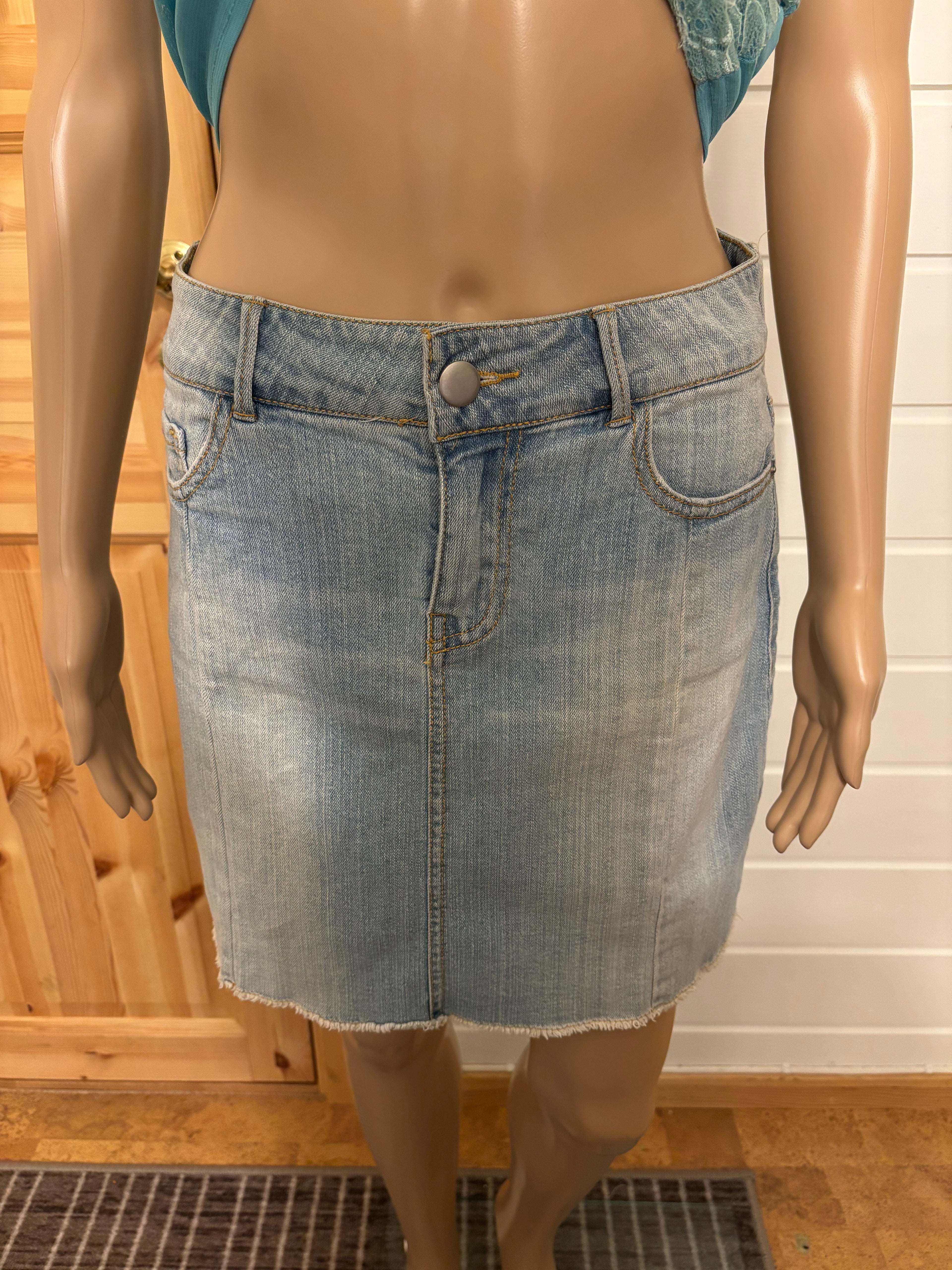 Lyseblå Denim Mini Skjørt