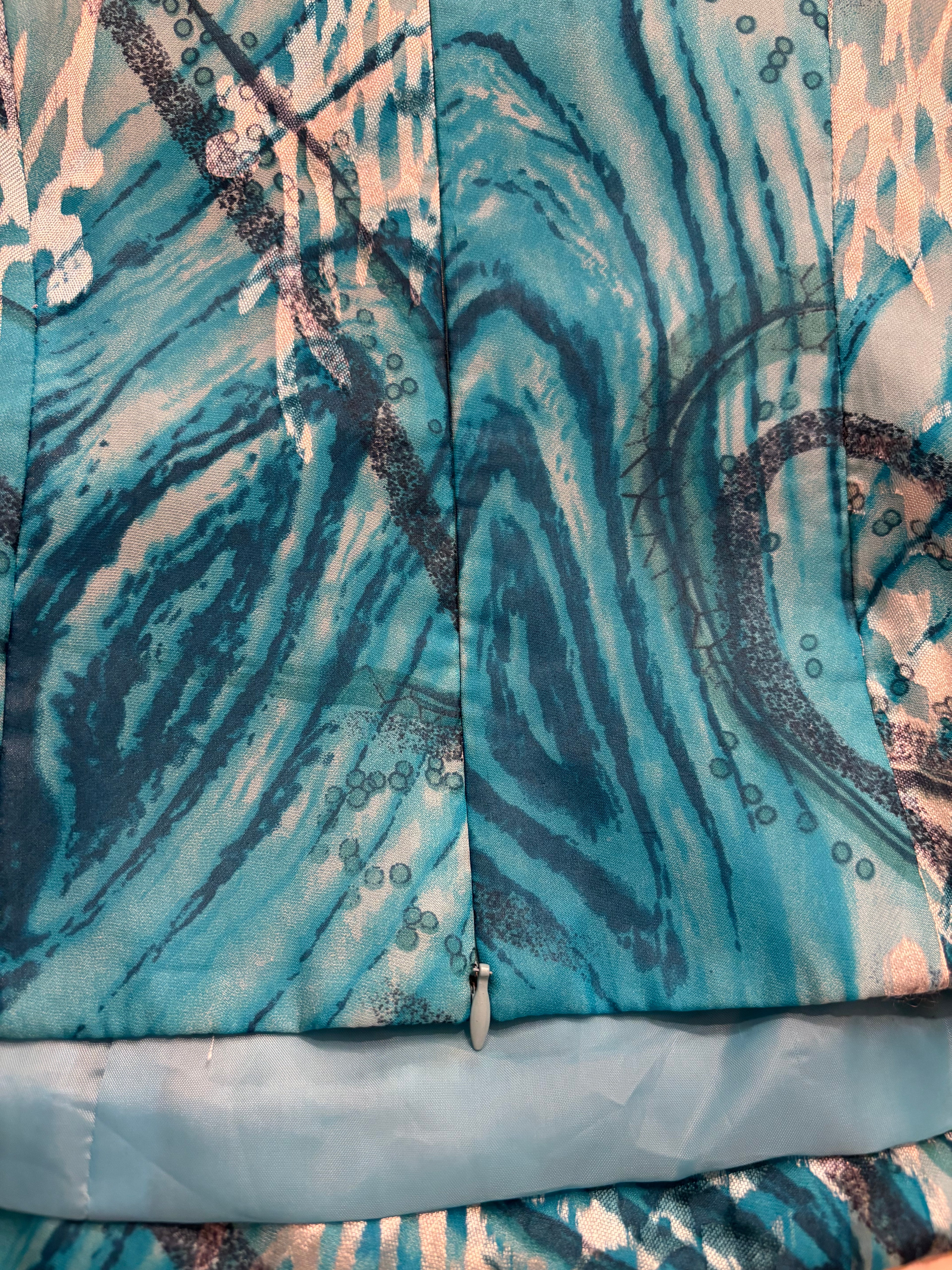 Blå Silke Topp Glitter Detaljer