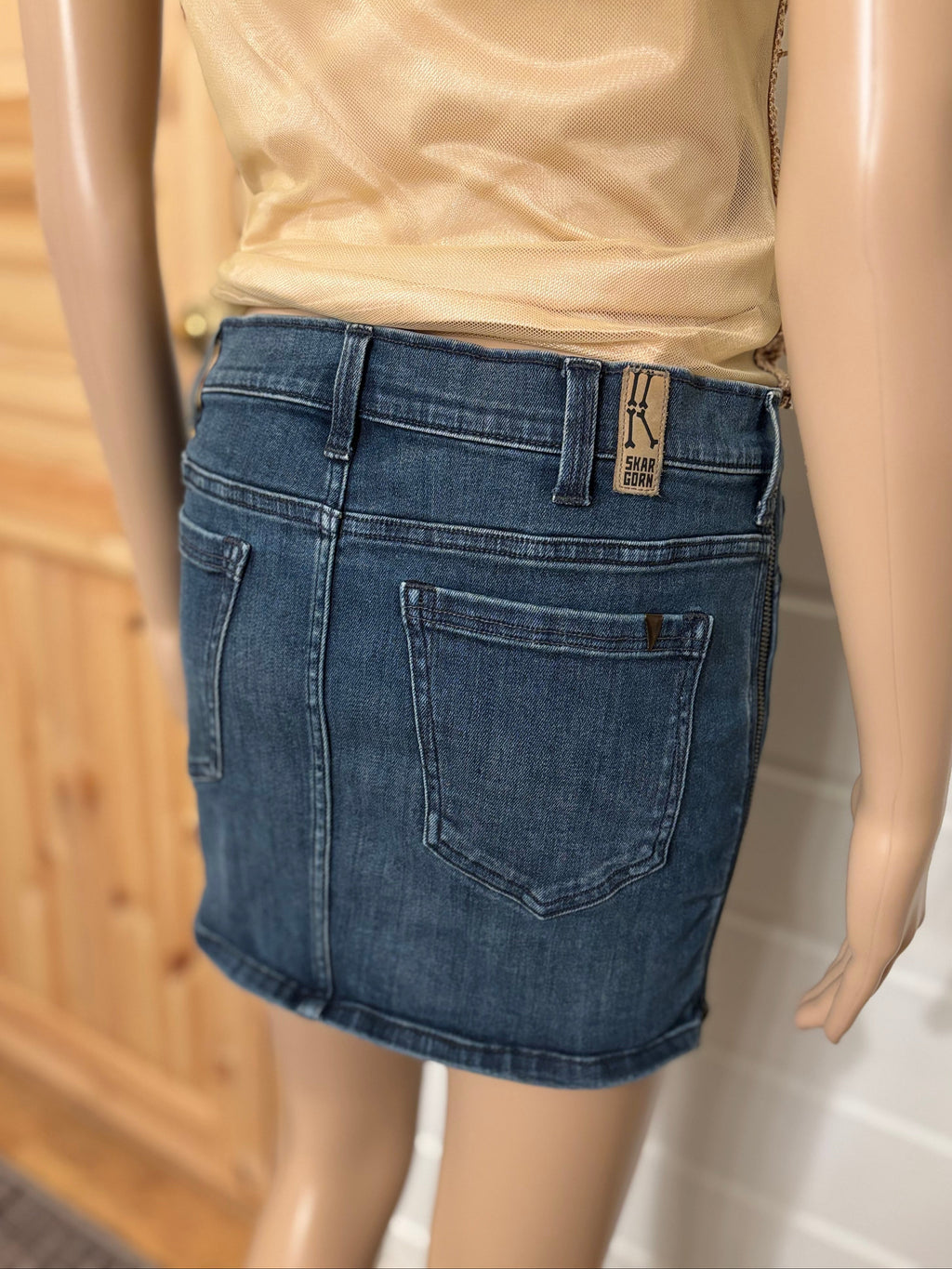 Mørkeblå Mini Denim Skjørt