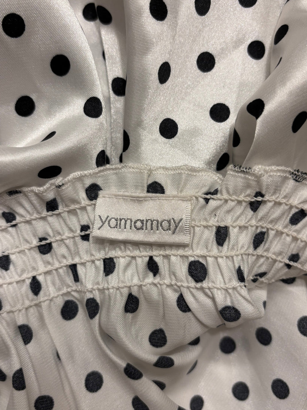 Hvit Svart Polkadott Prikker Babydoll Topp
