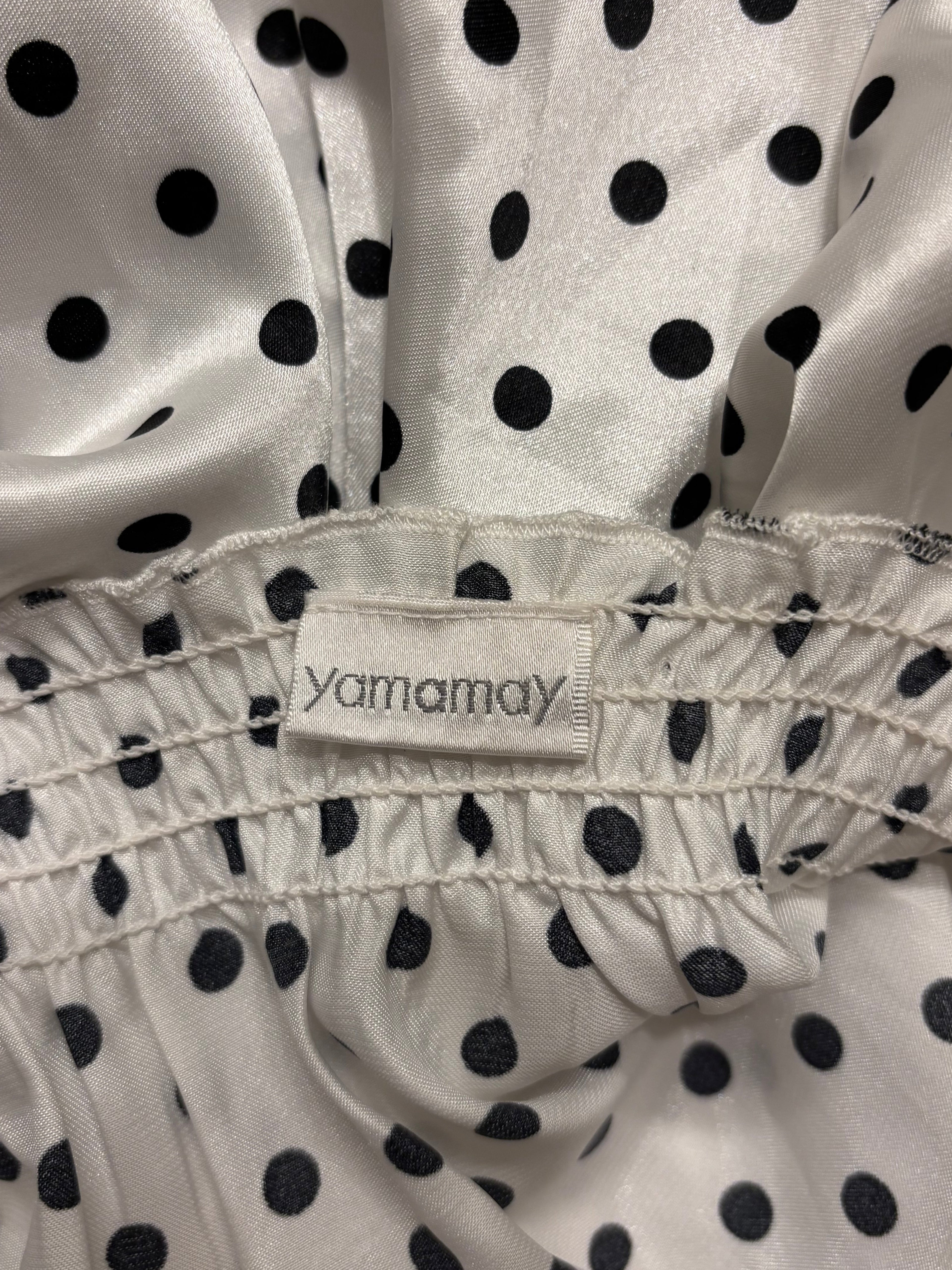Hvit Svart Polkadott Prikker Babydoll Topp
