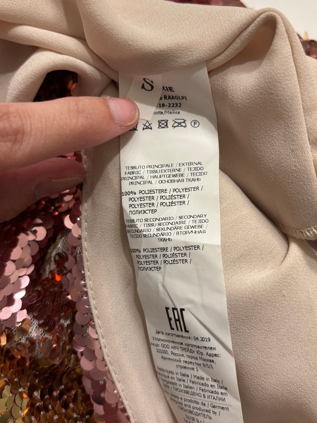 Rosa Gull Paljett Topp