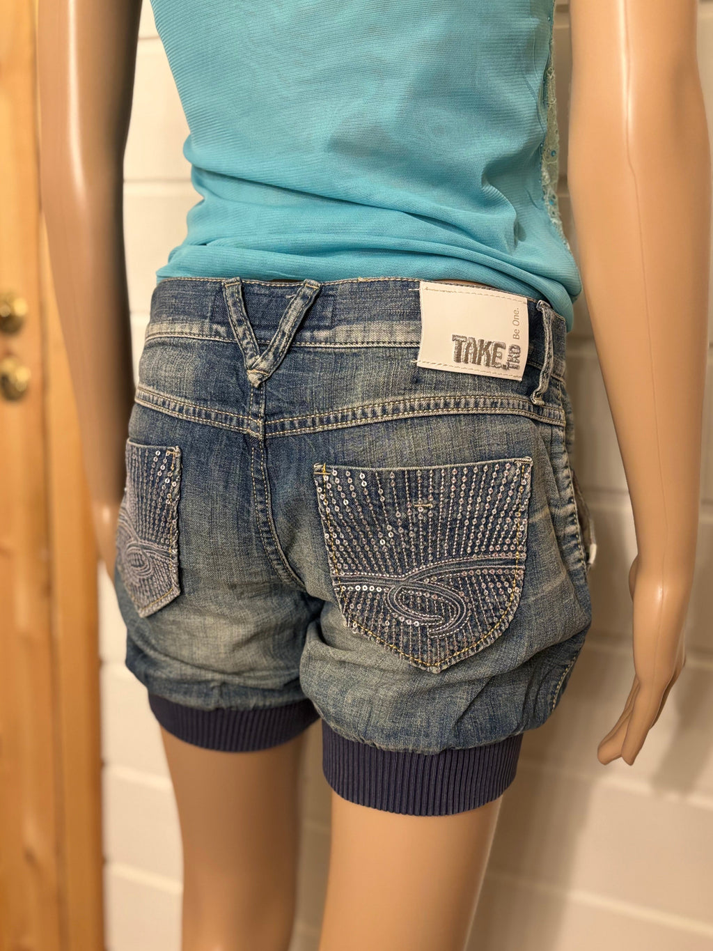 Y2K Denim Shorts Pyntede Lommer