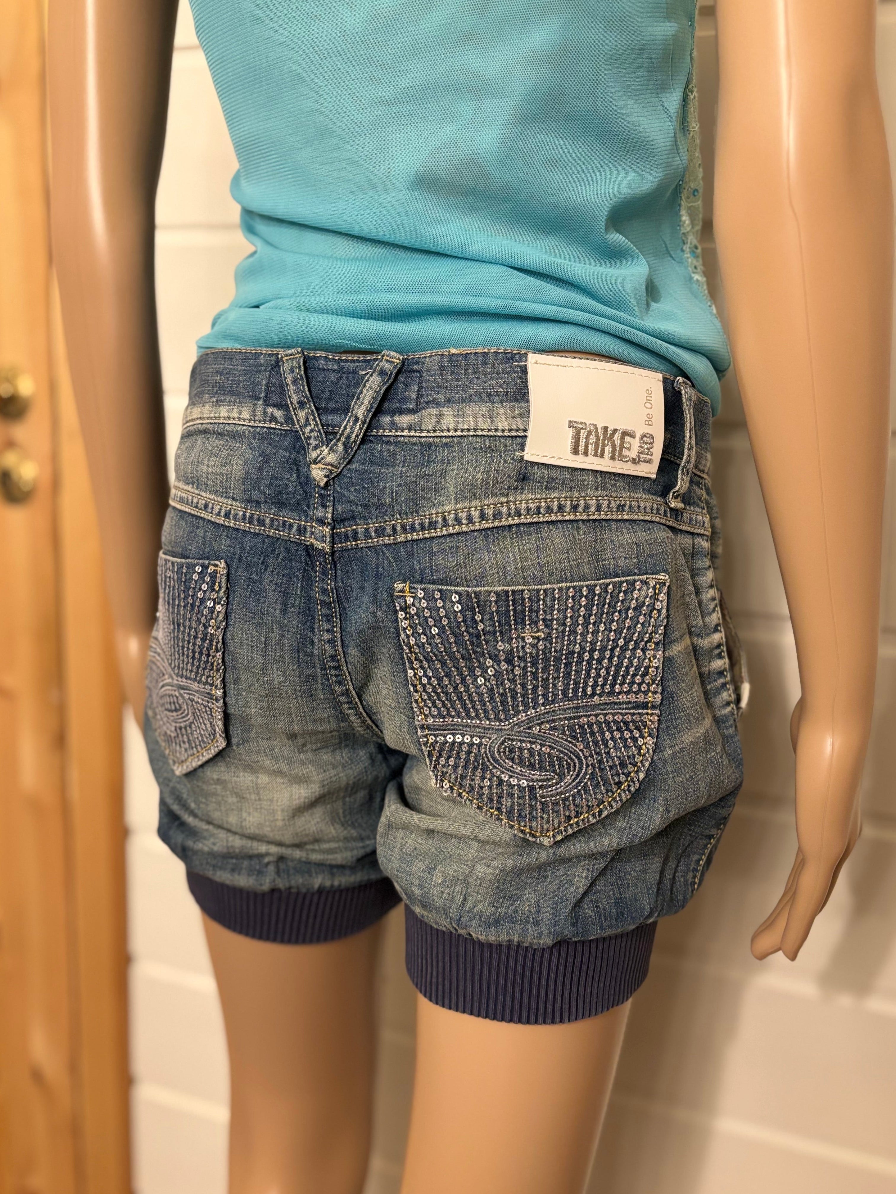 Y2K Denim Shorts Pyntede Lommer