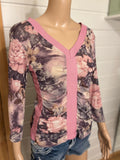Blomstret Mesh Langermet Topp