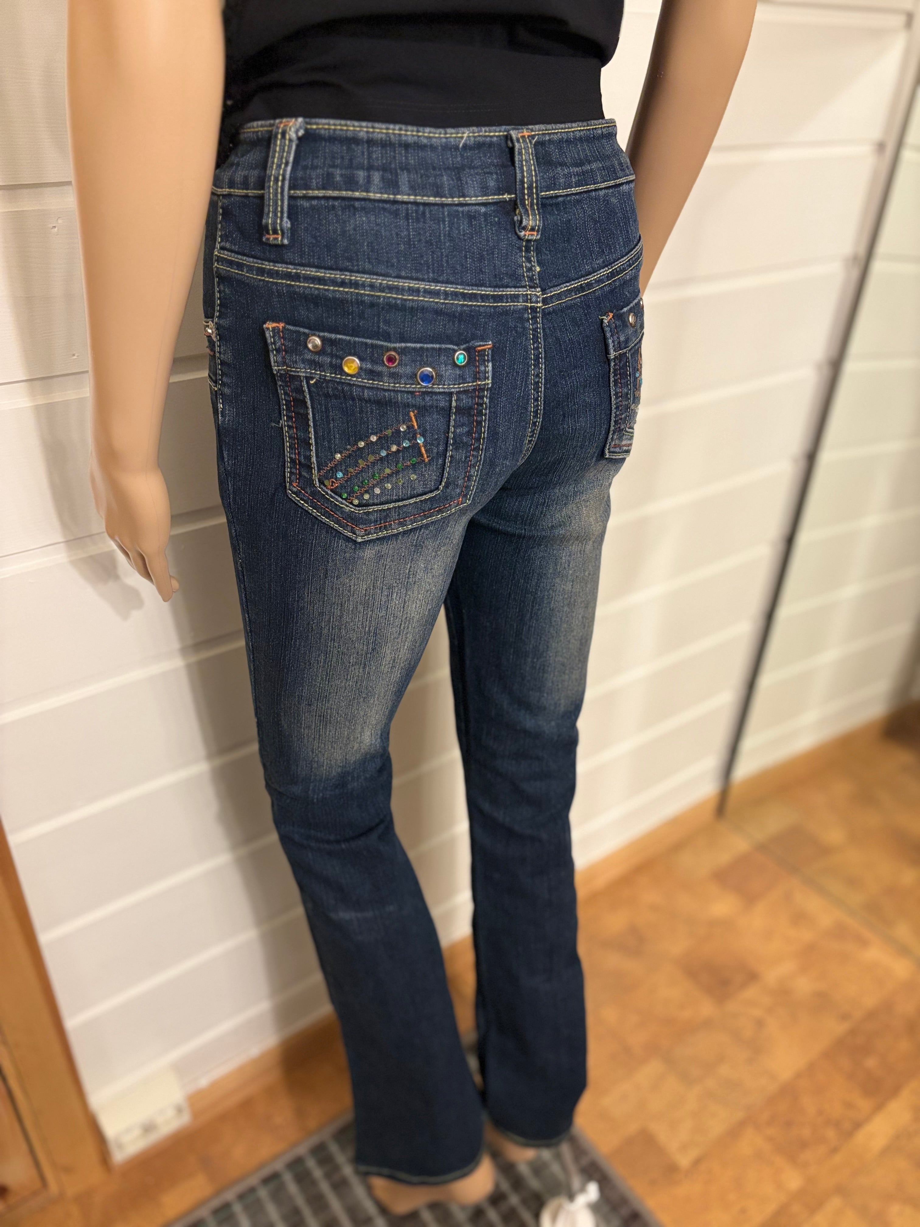 Vintage Jeans Sleng Pyntede Lommer
