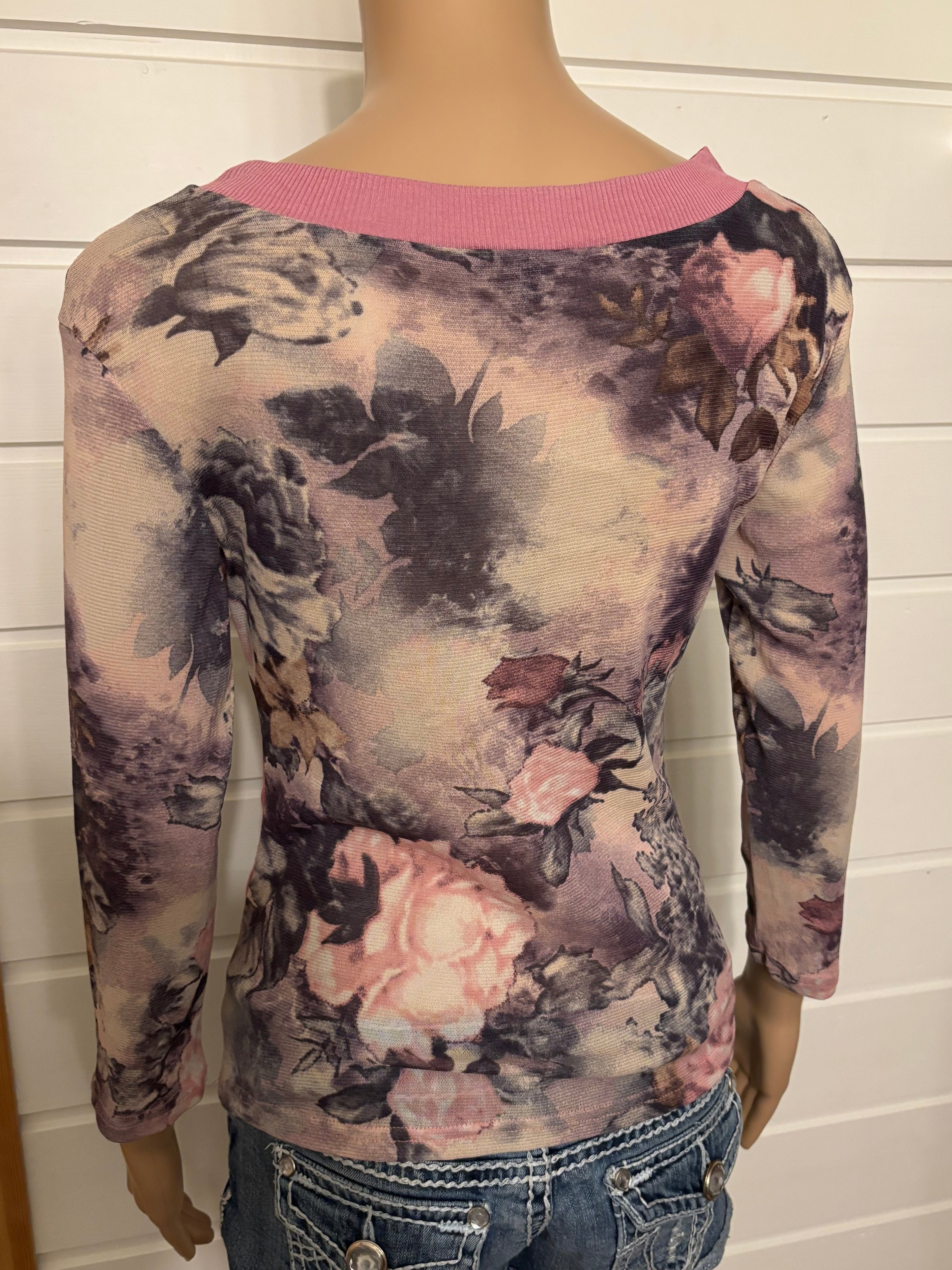 Blomstret Mesh Langermet Topp