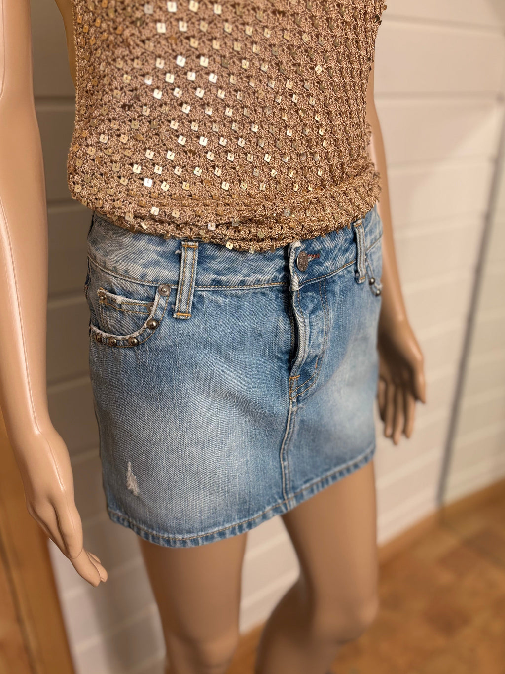 Lyseblå Denim Mini Skjørt