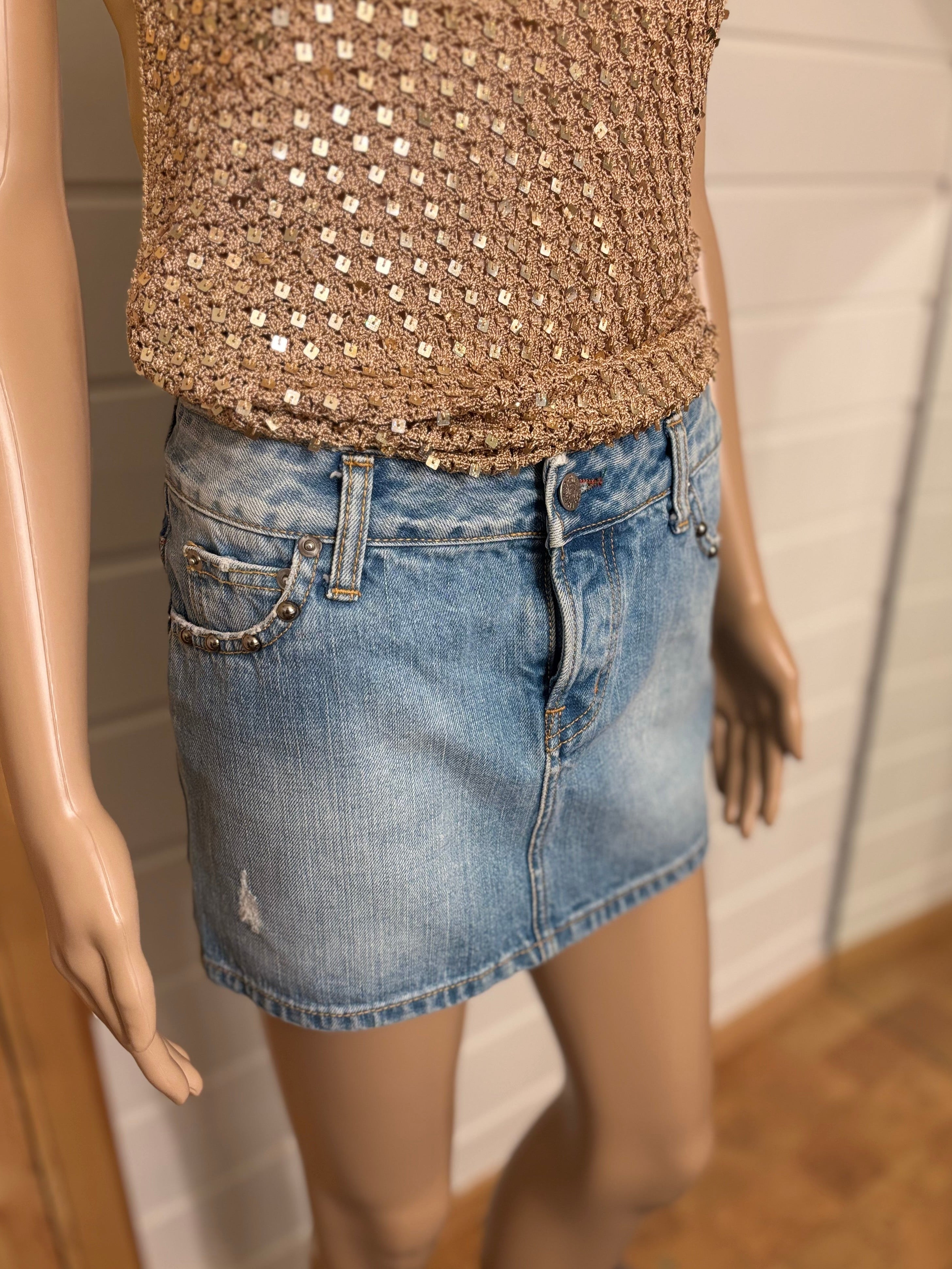 Lyseblå Denim Mini Skjørt