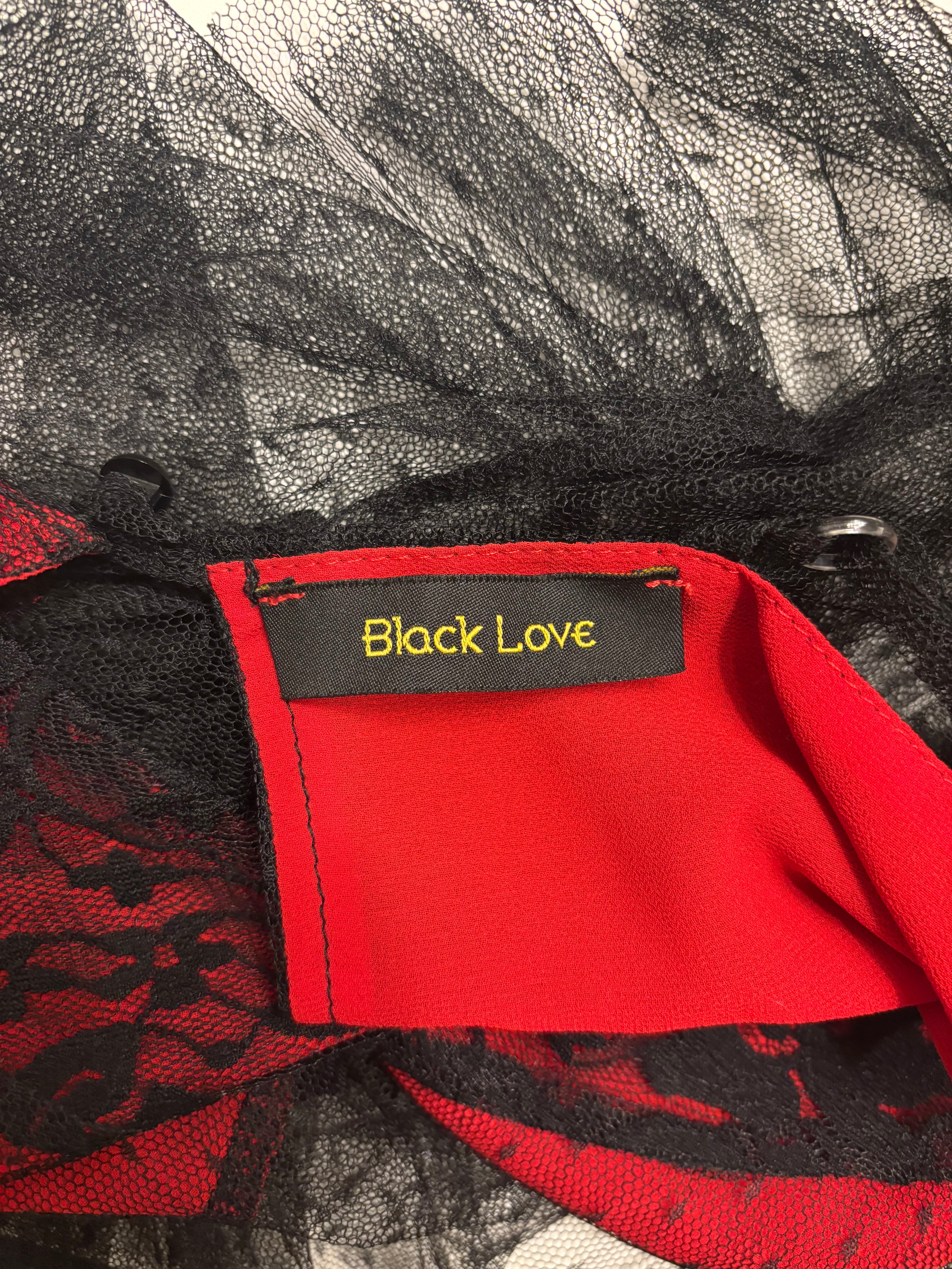 Rød Svart Mesh Topp
