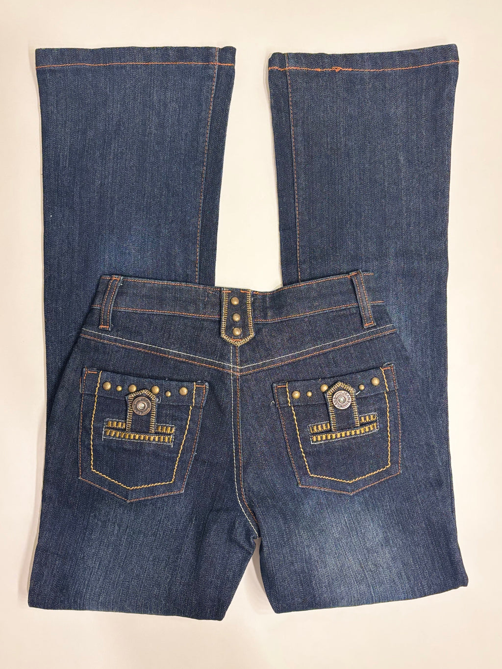 Vintage Jeans Sleng Broderte Lommer
