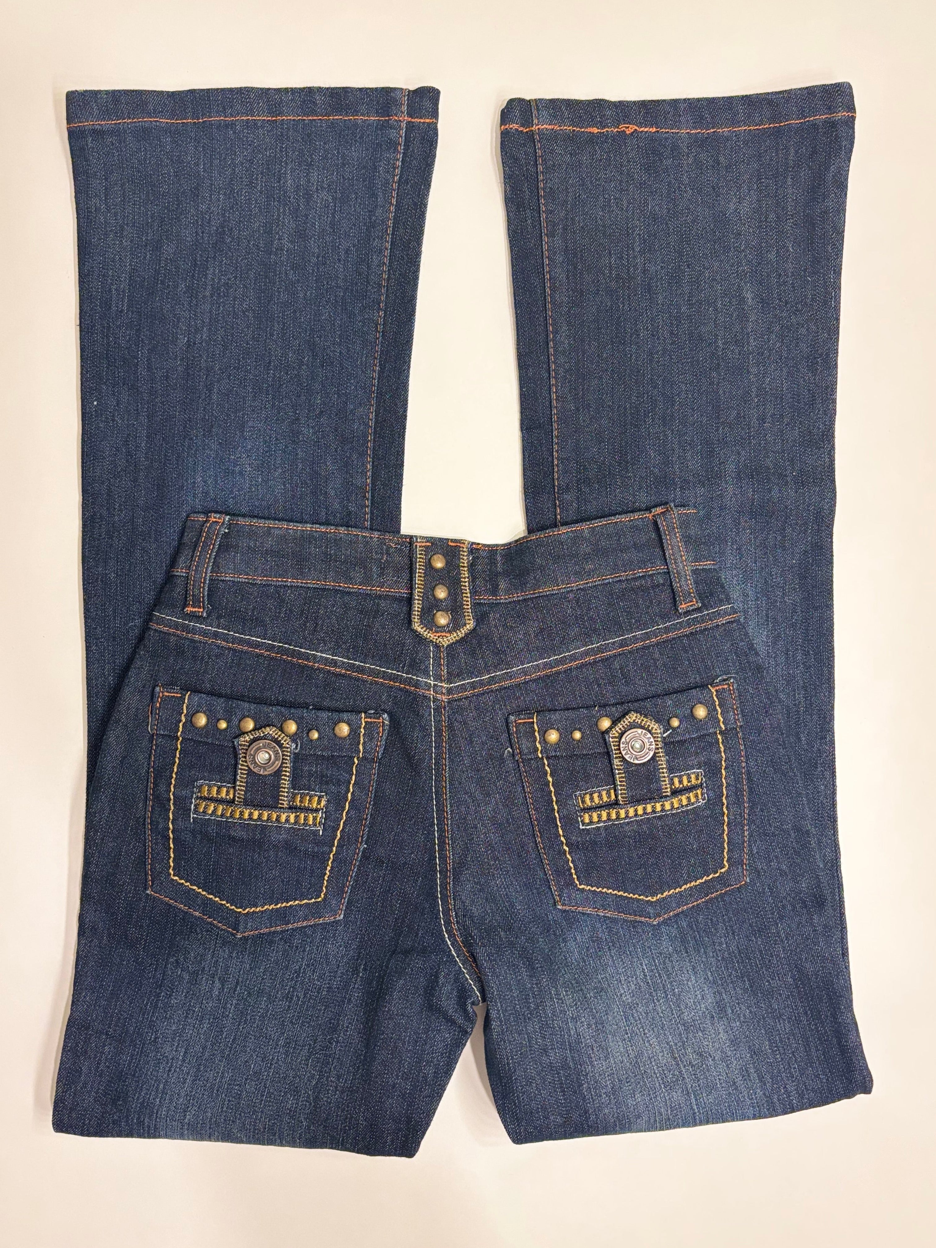 Vintage Jeans Sleng Broderte Lommer