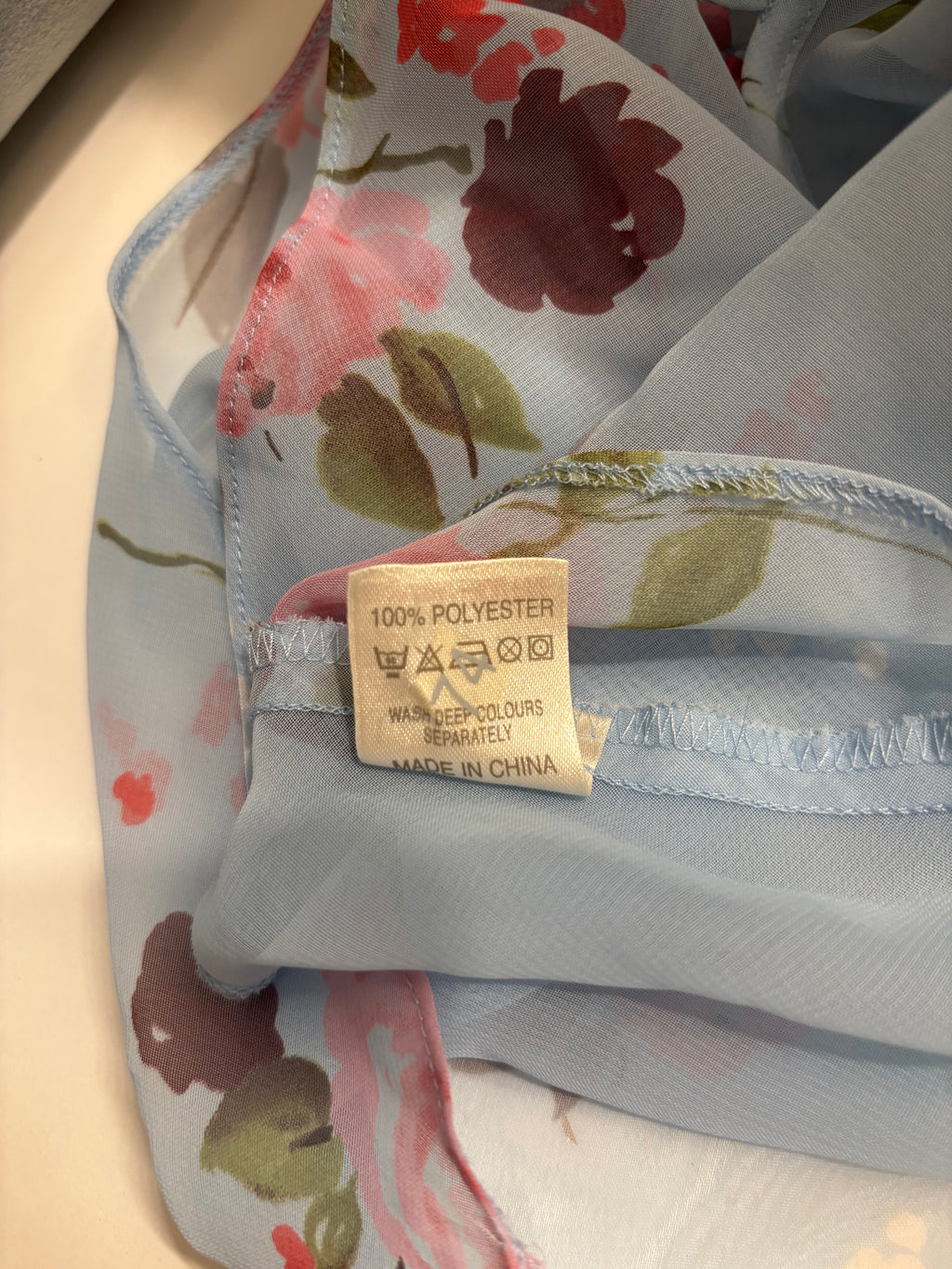 Lyseblå Mesh Blomstret Topp