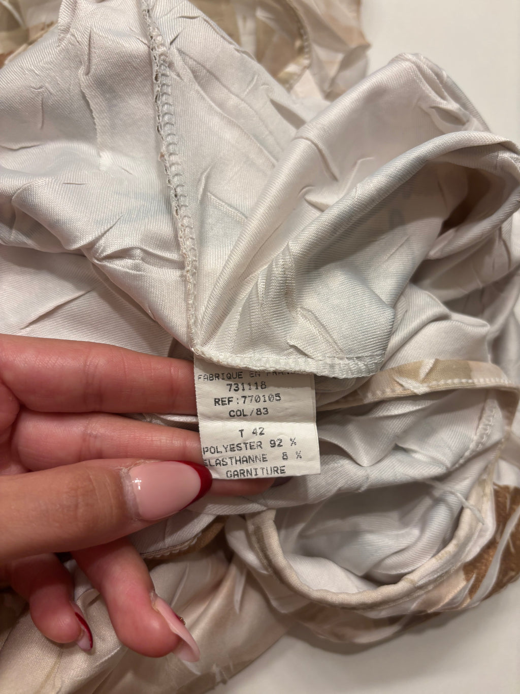 Beige Mønstret Midi Kjole