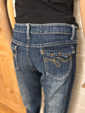 Vintage Jeans Sleng Broderte Lommer