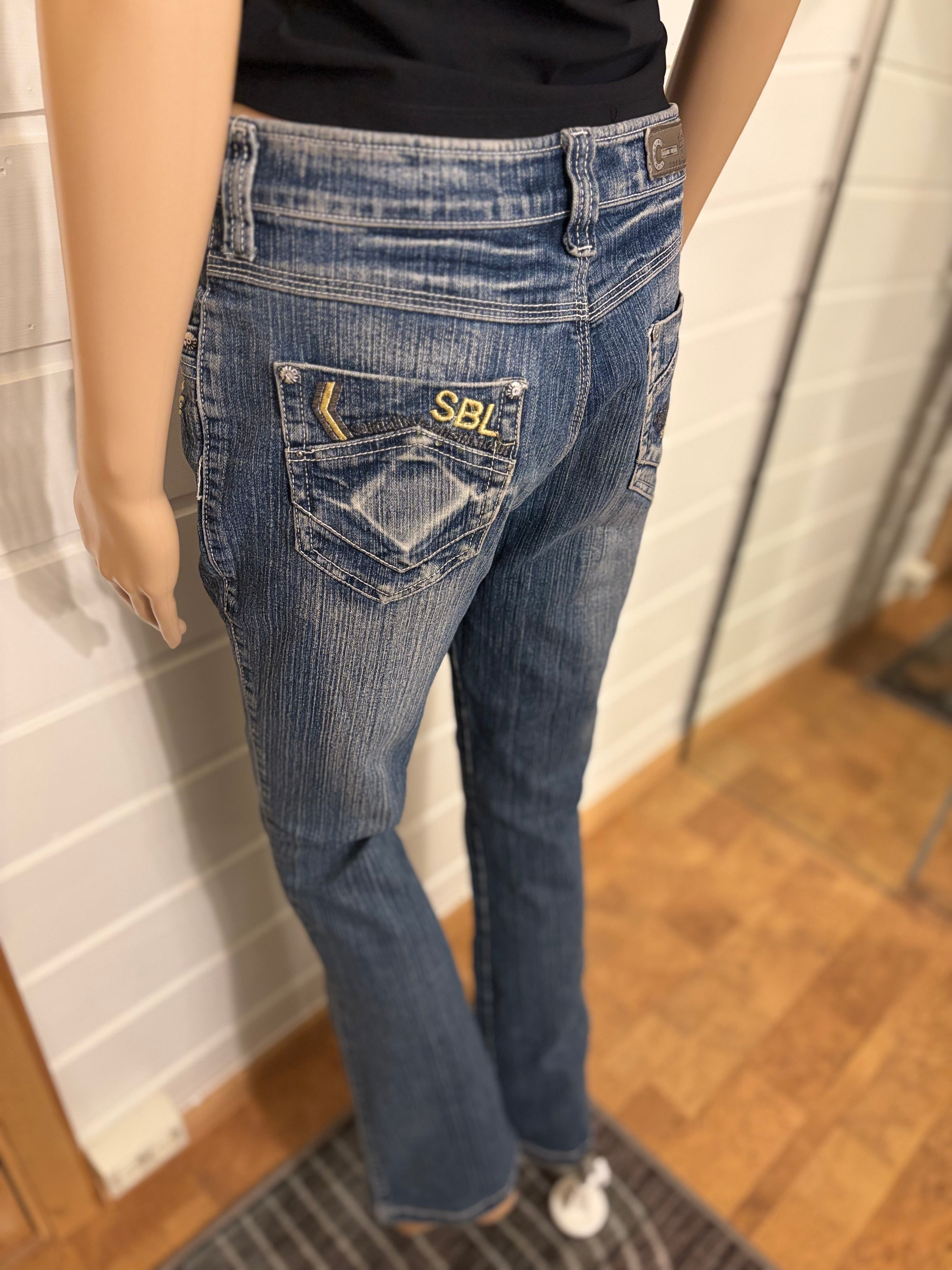 Vintage Jeans Sleng Pyntede Lommer