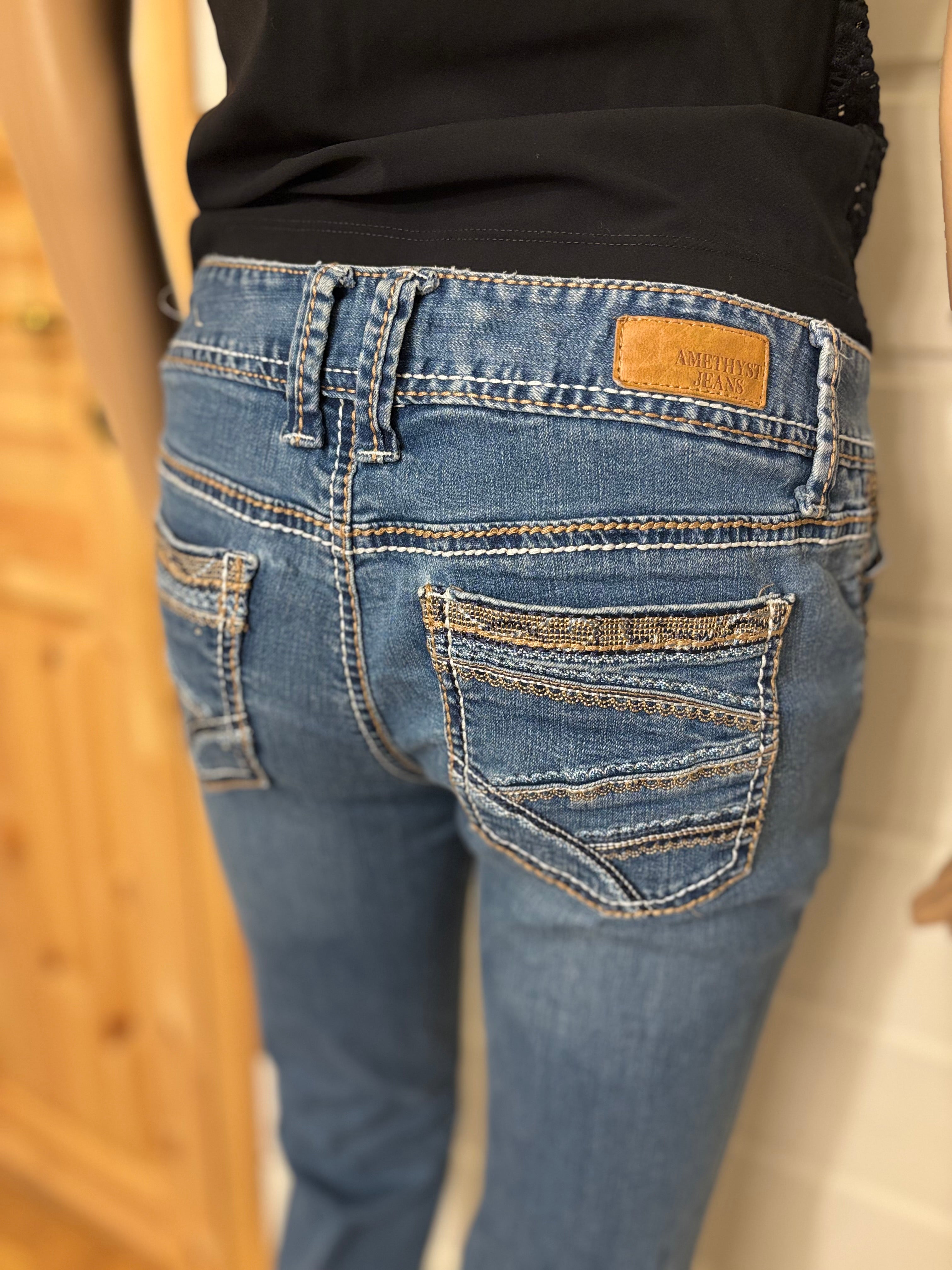 Amethyst Jeans Sleng Pyntede Lommer