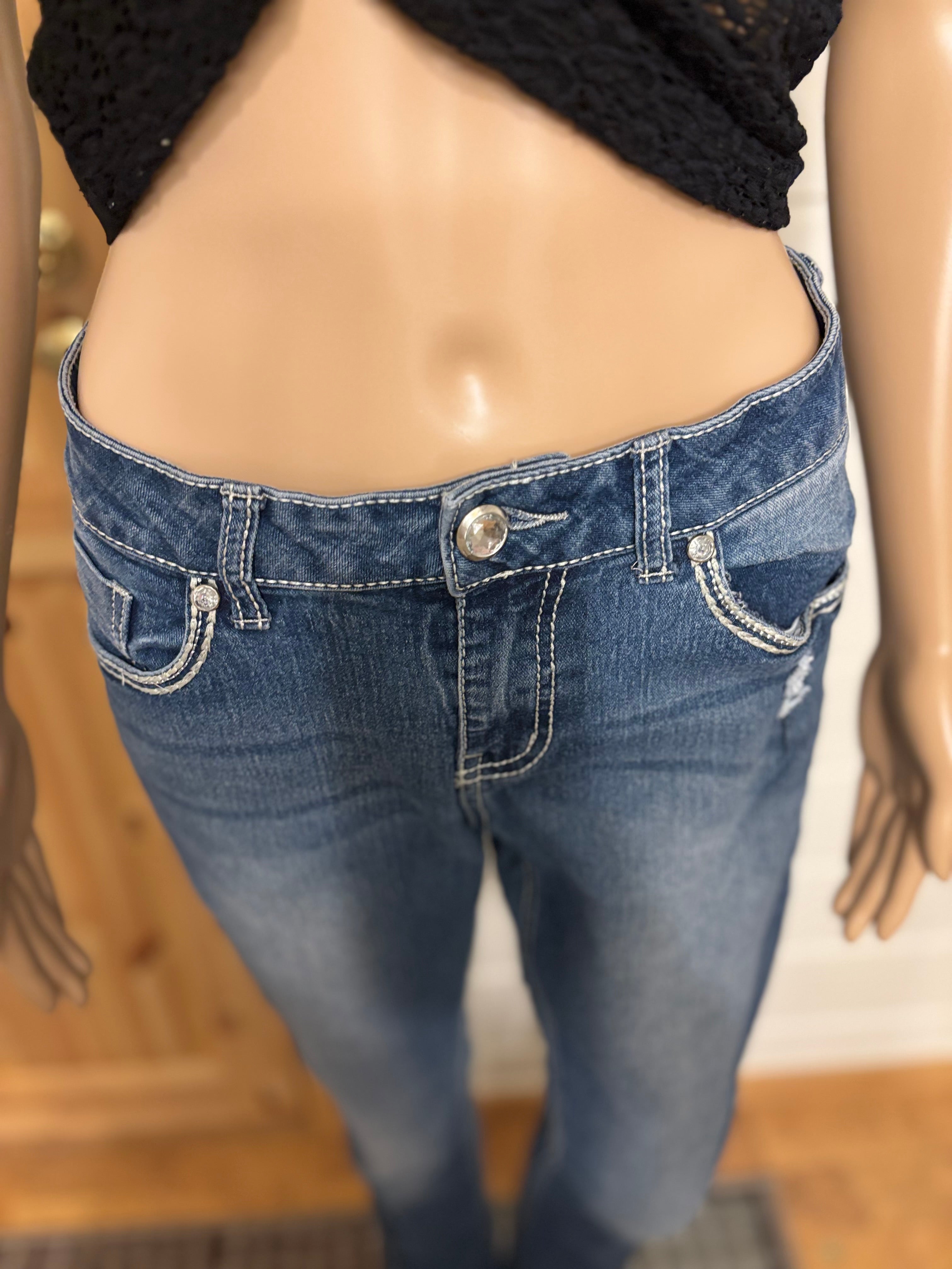 Vintage Jeans Sleng Pyntede Lommer