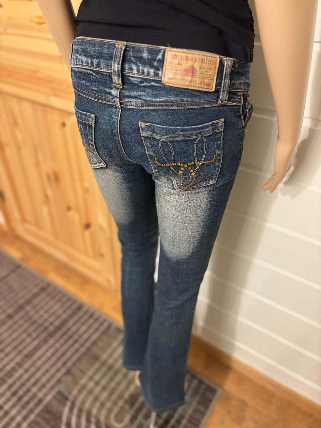 Vintage Jeans Sleng Pyntede Lommer