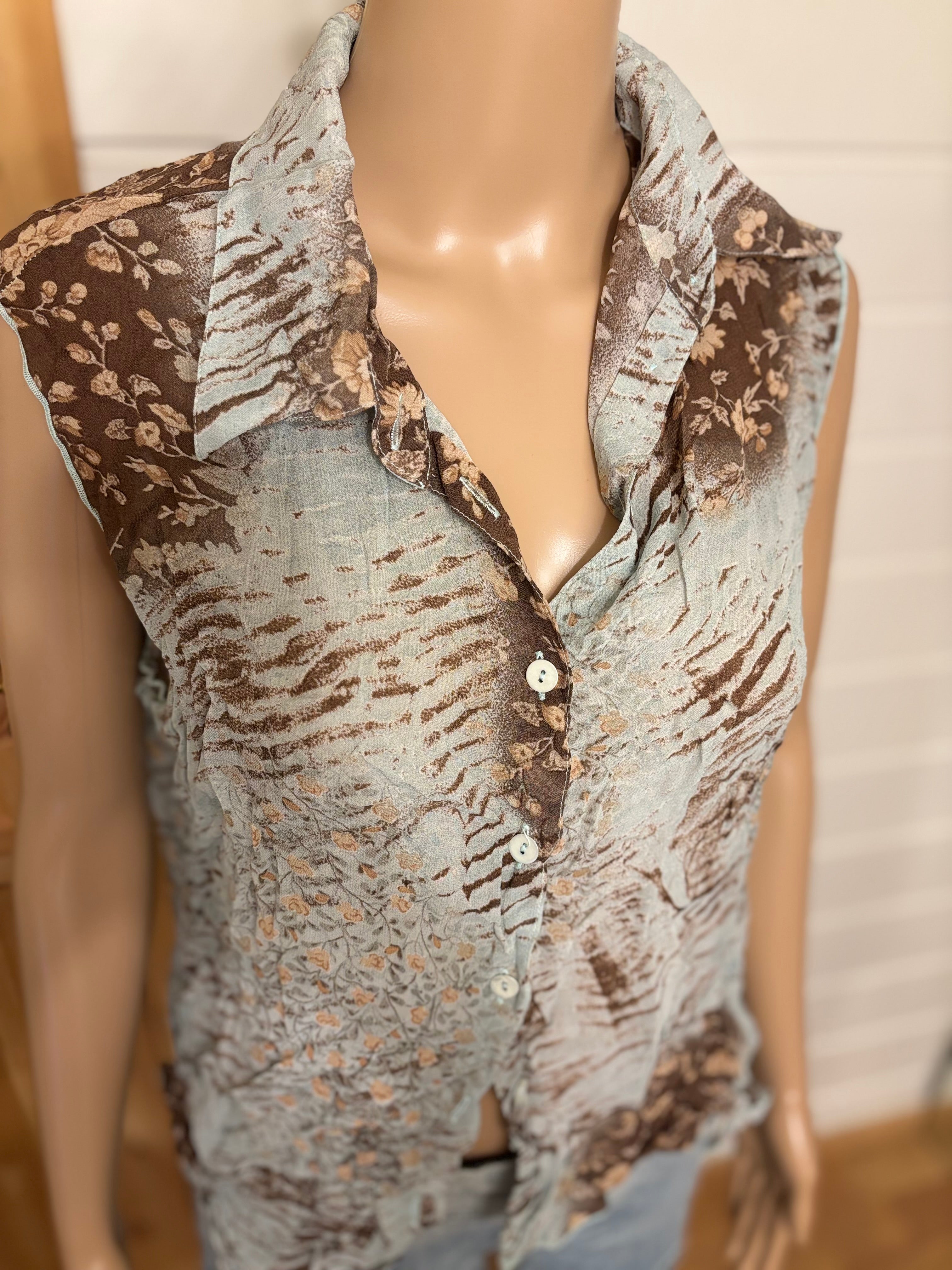 Mønstret Mesh Bluse