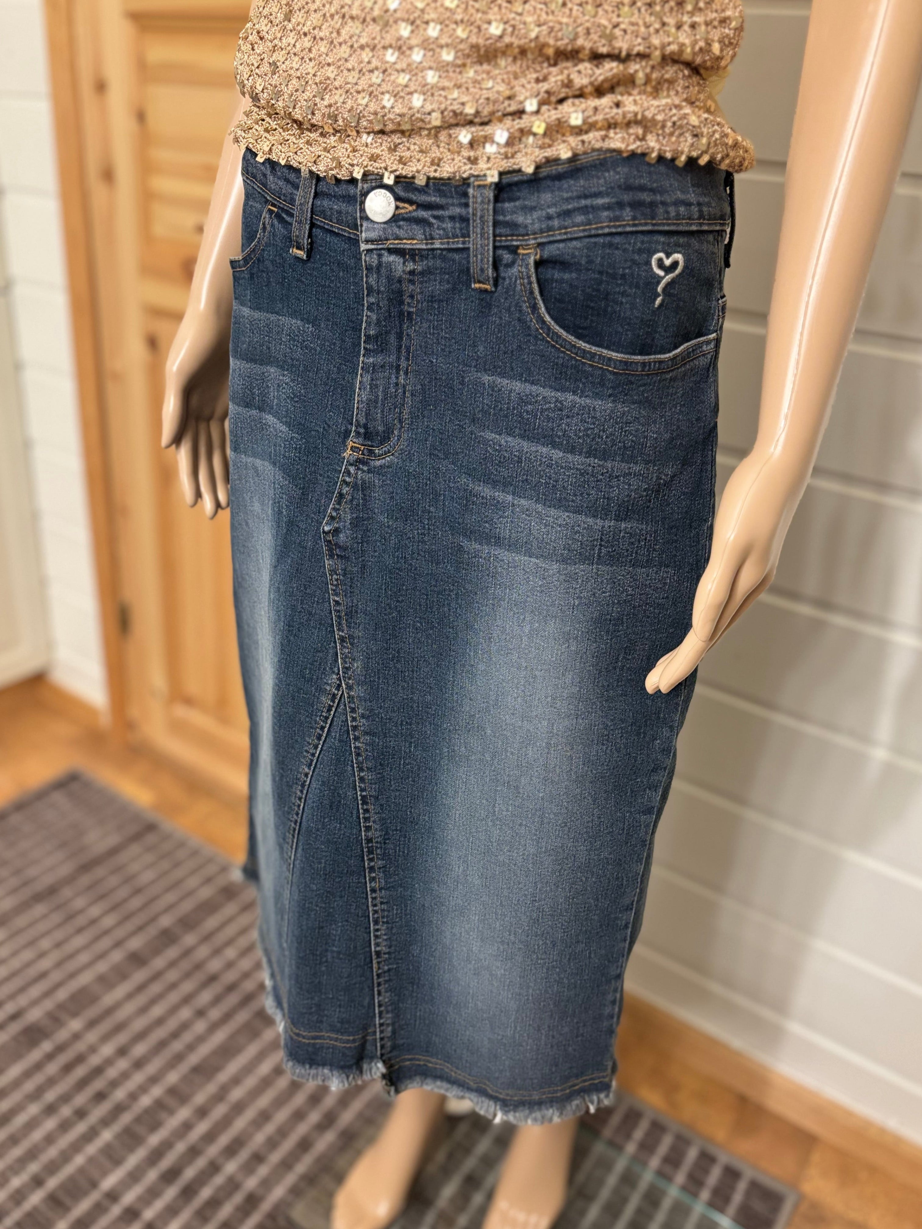 Midi Denim Skjørt