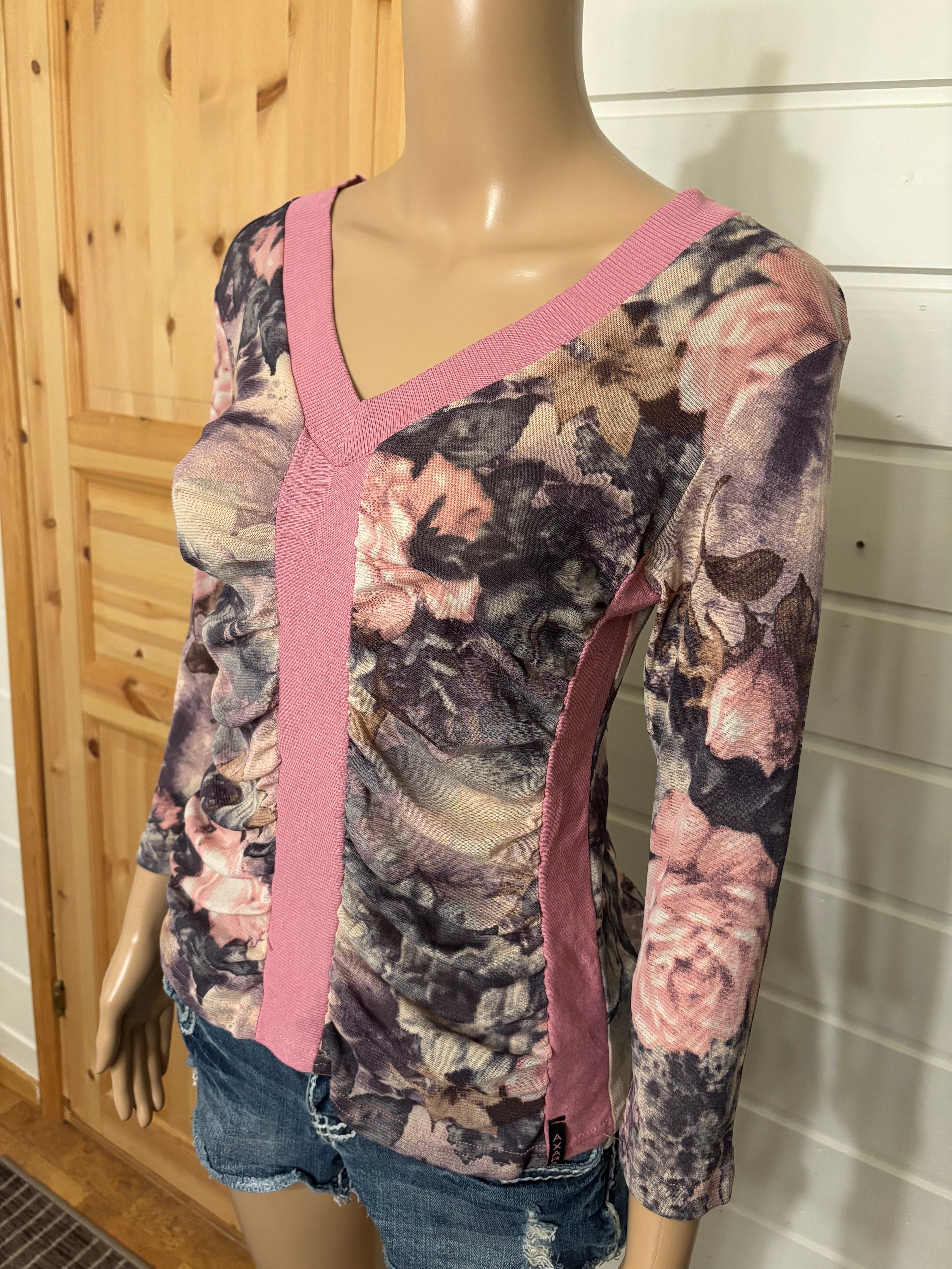 Blomstret Mesh Langermet Topp