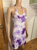 Lilla Hvit Tie Dye Halterneck Mini Kjole