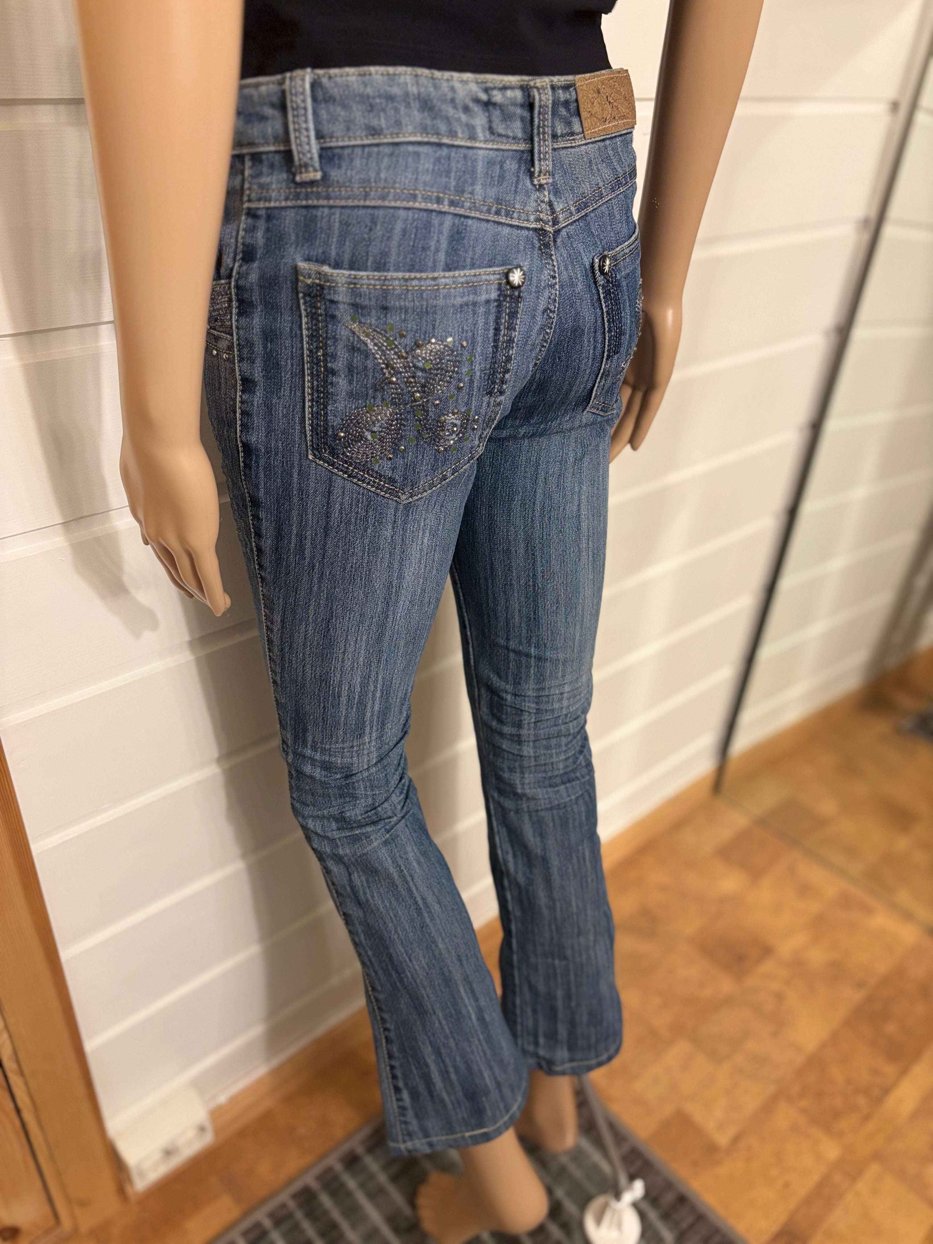 Vintage Jeans Sleng Pyntede Lommer